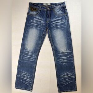 Liuces jeans Dark Wash Denim Blue Jeans Whiskered Jeans Men’s Size 32x31